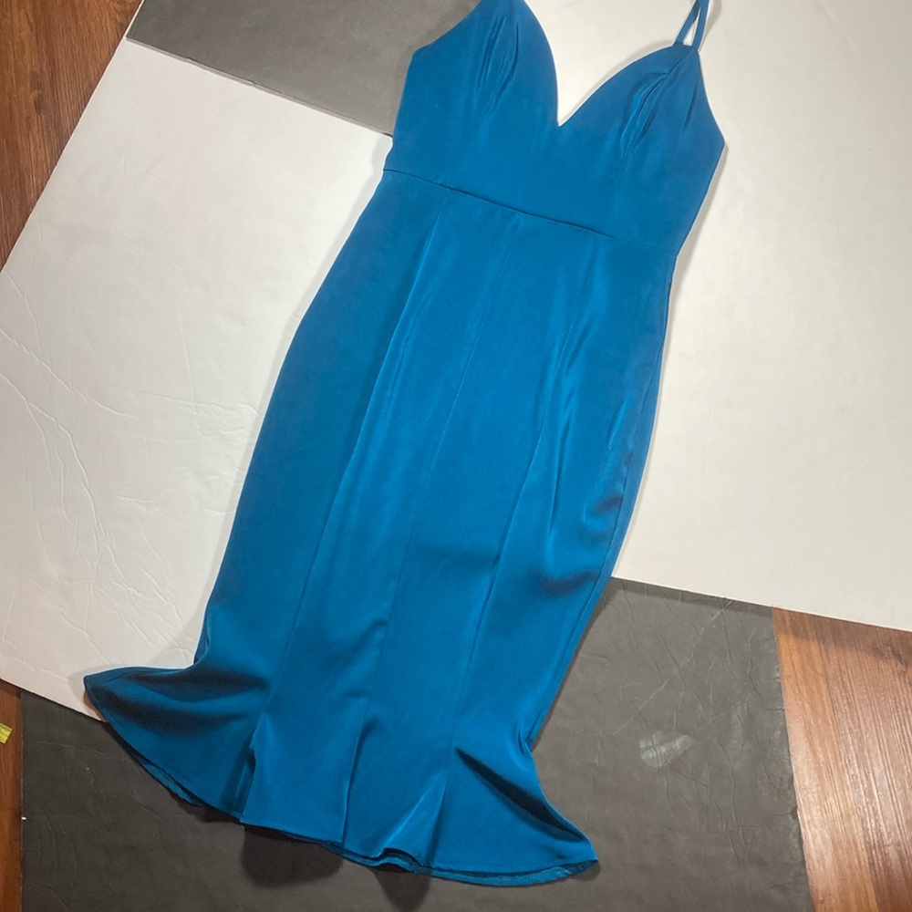 Showpo. Wiggle Dress in a Shiny Beautiful Blue